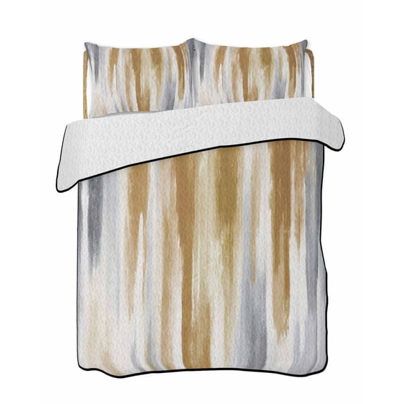 Abstract Grey Quilts Bedding Set California King Brown Mottled Gradient ...