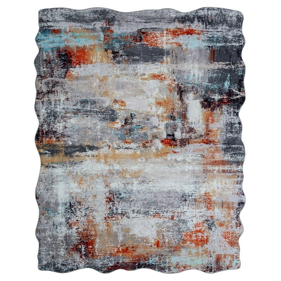 Abstract Grey/Rust/Gold Area Rug Abstract 5' x 7' 5' x 8' Novelty