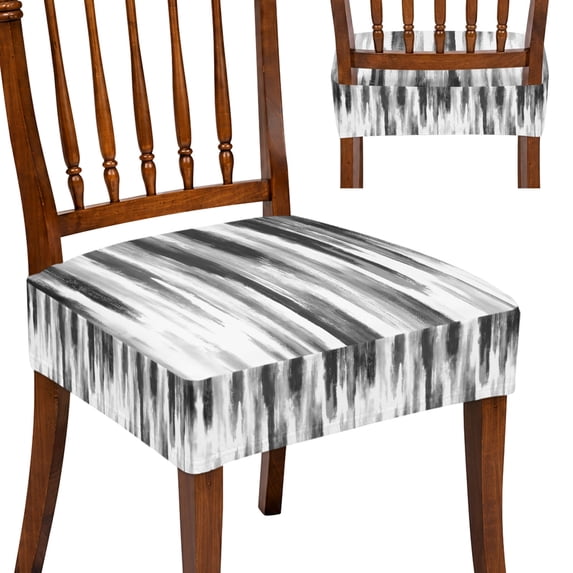 Abstract Grey Square Dining Chair Seat Covers 10 Pcs, Black Mottled ...