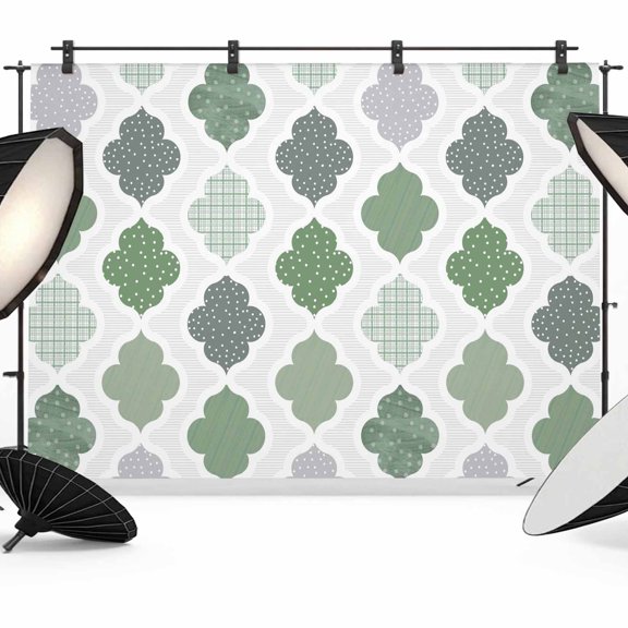 Abstract Grid Backdrop for Photography, Boho Green Grey Geometric Medieval Plaid Photo Backdrop Portrait Background Party Banner Photo Backgrounds for Studio Booth Props, 10x8ft