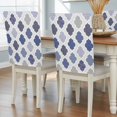 thumbnail image 1 of Abstract Grid Dining Chair Back Cover Only, Boho Blue Purple Grey Geometric Medieval Plaid Set of 8 Chair Back Covers, Removable Washable for Dining Room, Banquet & Holiday Decoration, 1 of 9