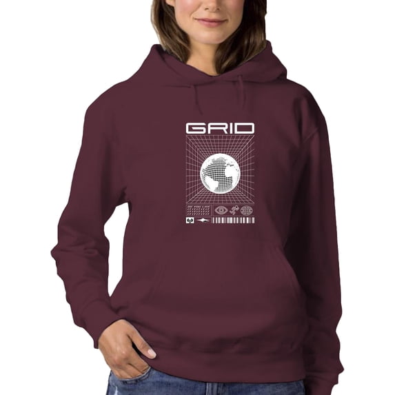 Abstract Grid Rave Style Hoodie Women -Image by Shutterstock, Female 3X-Large