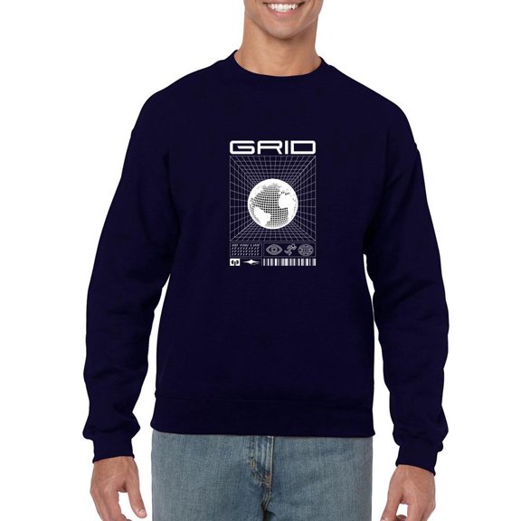 Abstract Grid Rave Style Sweatshirt Men -Image by Shutterstock, Male 4X-Large