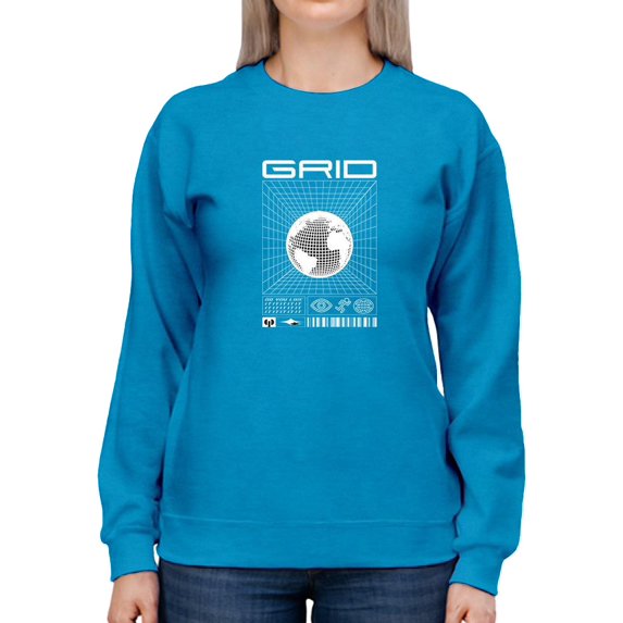 Abstract Grid Rave Style Sweatshirt Women -Image by Shutterstock, Female Large