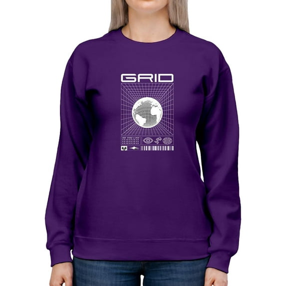 Abstract Grid Rave Style Sweatshirt Women -Image by Shutterstock, Female Medium
