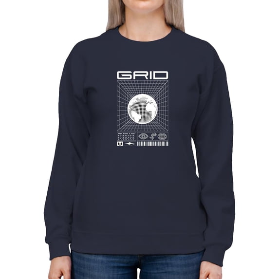 Abstract Grid Rave Style Sweatshirt Women -Image by Shutterstock, Female Small