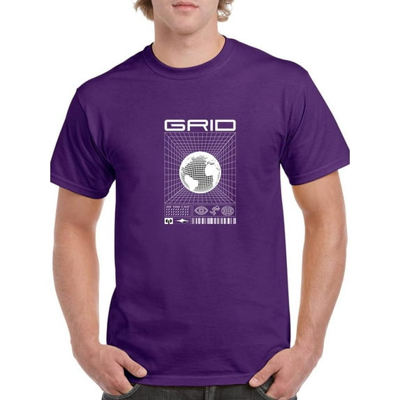 Abstract Grid Rave Style T-Shirt Men -Image by Shutterstock, Male 4X-Large