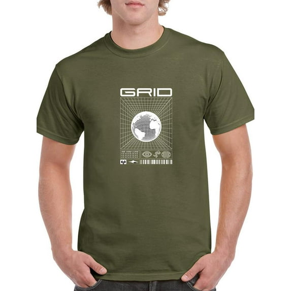 Abstract Grid Rave Style T-Shirt Men -Image by Shutterstock, Male Large