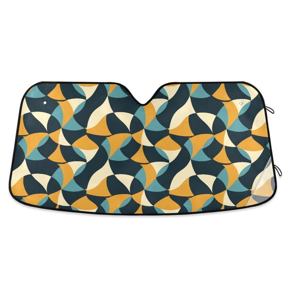 Abstract Groovy Overlapping Circles Car Windshield Sun Shade Foldable Car Front Window Visor Heat and UV Protection 55x27.6
