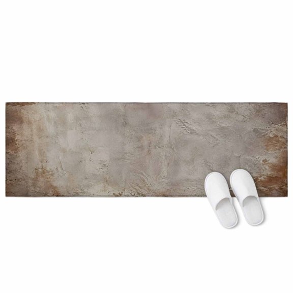 Abstract Grunge 2 Pieces Non-Slip Kitchen Mat Set, Ivory Mottled Border Concrete Texture Industrial Soft Door Mat with Rubber Backing, Dirtproof Rugs for Entrance Doorway, 23.6 x 70.9in