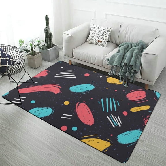 Abstract Grunge Bright Pattern Carpet Style Living Room Bedroom Soft Comfy Rug Modern 3d Entry Mats Household