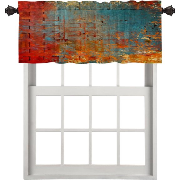 Abstract Grunge Color Blackout Kitchen Curtain, Solid Colored Pink Window Treatment Rod Pocket Light Filtering Bathroom Short Valance 1 Pack 52X18 Inches