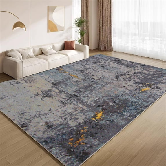 Abstract Grunge Grey Rug 3x5 Small Area Rugs Vintage Blue Gray Rugs Non Slip Low Pile Indoor Throw Carpet for Living Room Bedroom Gameroom Study Office Entrance Foyer