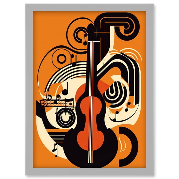 Abstract Guitar Graphic Music Poster Illustration Artwork Framed Wall Art Print A4