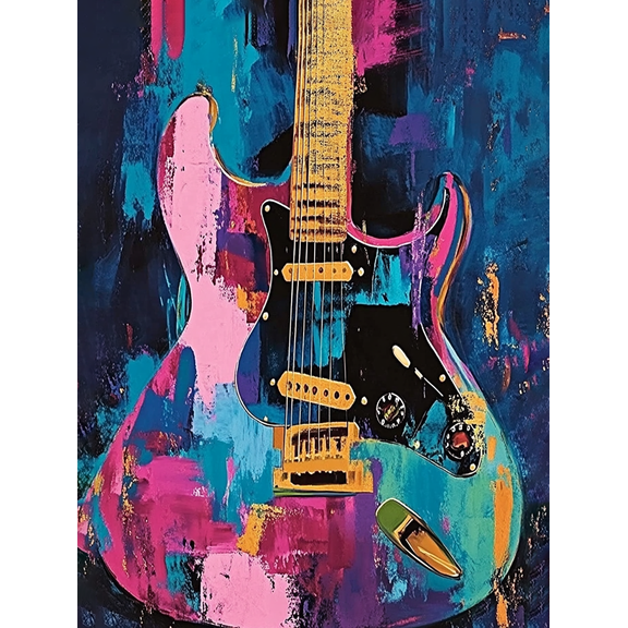 Abstract Guitar Wall Art Canvas Painting Suitable for Living Room Bedroom Studio Office and Music Room Decoration