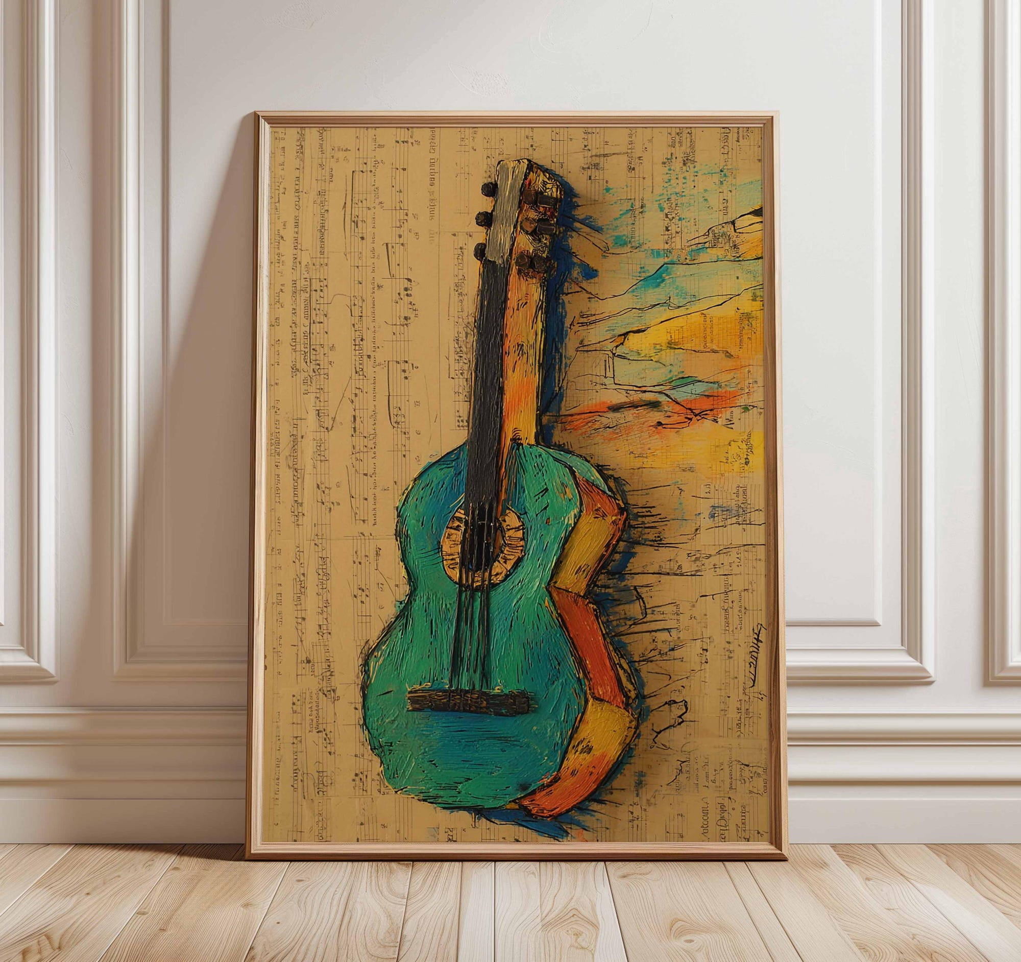 Abstract Guitar Wall Art Print Colorful Music Poster Modern ...