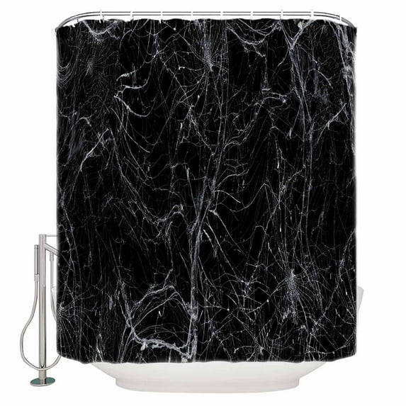 Abstract Halloween Shower Curtain Set ,Waterproof Fabric Shower Curtains Cowweb Black Shower Curtains for Bathroom,Bathroom Decor 72"x72"