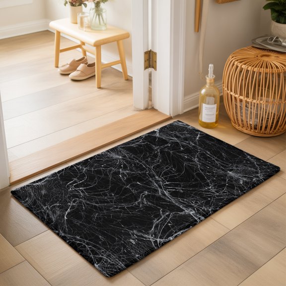 Abstract Halloween Washable Small Entryway Area Rugs 2'x3', Cowweb Black Washable Throw Rug Non-Slip Sturdy Edge Binding Carpet for Front Door Floor Room Entry