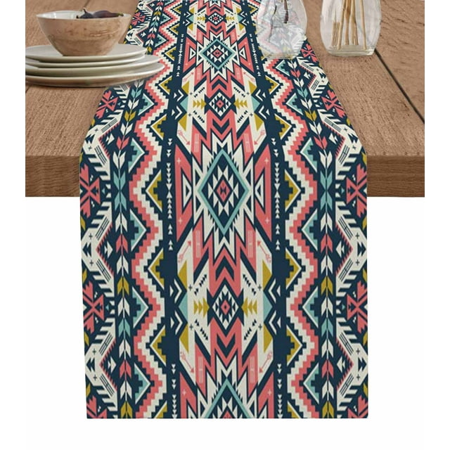 Abstract HandPainted Line Pattern Table Runner Kitchen Dining Table r