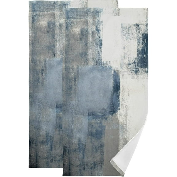 Abstract Hand Towels for Bathroom Set of 2 Retro Blue Grey Art Grunge Painting Vintage Soft Absorbent Small Bath Towels Decorative Kitchen Guest Dish Towel Multipurpose for Gym,Spa 28x14in