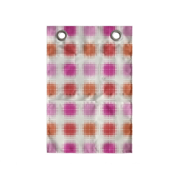 Abstract Hanging Pocket Organizer, Contemporary Style Square Lines Rhythmic Illustration in Summer Cheery Tones, Printed Polyester Storage Bag with Pockets, 14" x 20", Ivory Vermilion