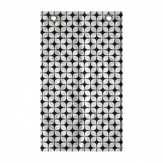 Abstract Hanging Pocket Organizer, Continuing Round Squares in Monochrome Style Graphical Grid Elements, Printed Polyester Storage Bag with Pockets, 21" x 31", Charcoal Grey and White