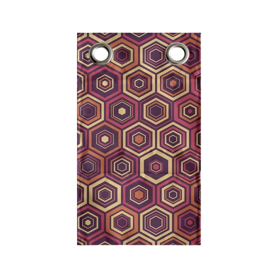 Abstract Hanging Pocket Organizer, Intricate Hexagons and Monochrome Print, Printed Polyester Storage Bag with Pockets, 9" x 27", Burnt Sienna Multicolor
