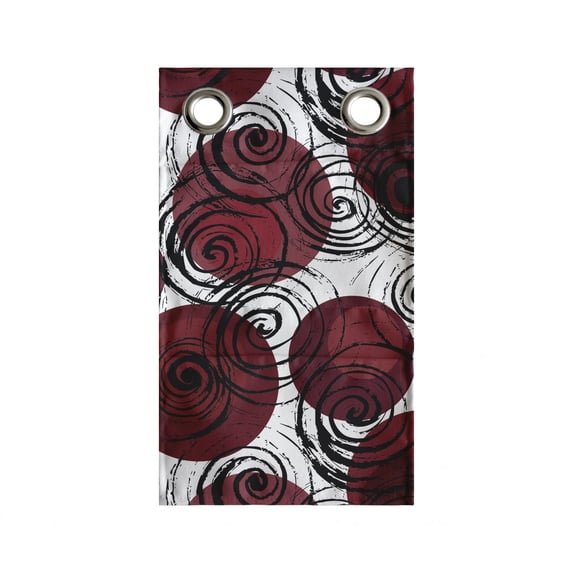 Abstract Hanging Pocket Organizer, Swirling Paintbrush Streaks on Circular Motifs, Printed Polyester Storage Bag with Pockets, 9" x 16", Maroon Grey