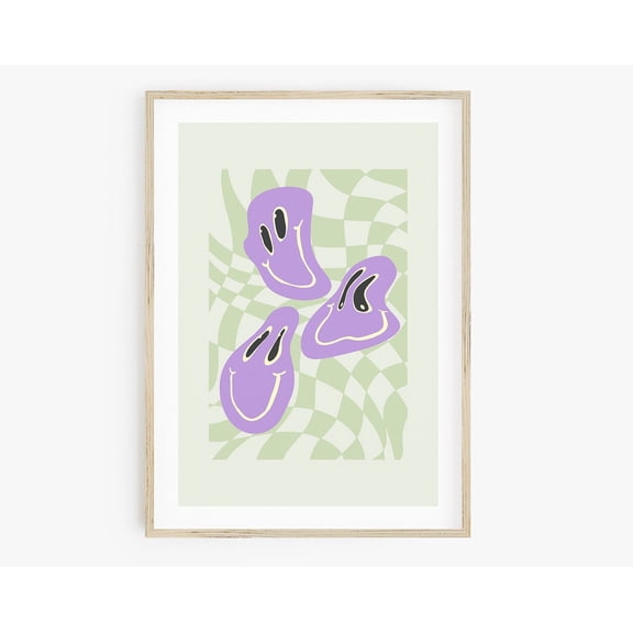 Abstract Happy Face, Smiley Face Poster, Y2K Print, Danish Pastel Decor Y2K Decor, Dorm Room Decor, Groovy Wall Art Teen Room Art Wall Art, Modern Wall Decor, 8x12 UNFRAMED