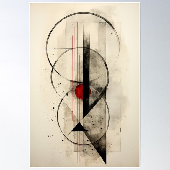 Abstract Harmony: Geometry And Colors Poster Wall Art, Modern Wall Decor For Living Room Bedroom, 24x36 UNFRAMED