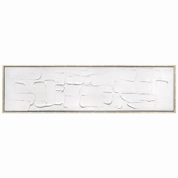 Abstract Harmony Heavily Textured Hand Painted White Framed Canvas Wall Art