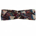 thumbnail image 1 of Abstract Headband, Modern Geometric Triangles Stripes Dots Repetitive Illustration, Elastic and Soft Women's Bandana for Sports and Everyday Use, Grey Red Coconut, by Ambesonne, 1 of 3