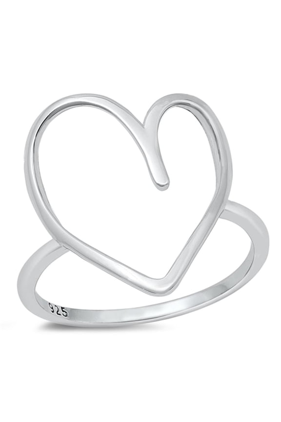 Abstract Heart Ring .925 Sterling Silver Cutout Band Jewelry Female Male Unisex Size 5