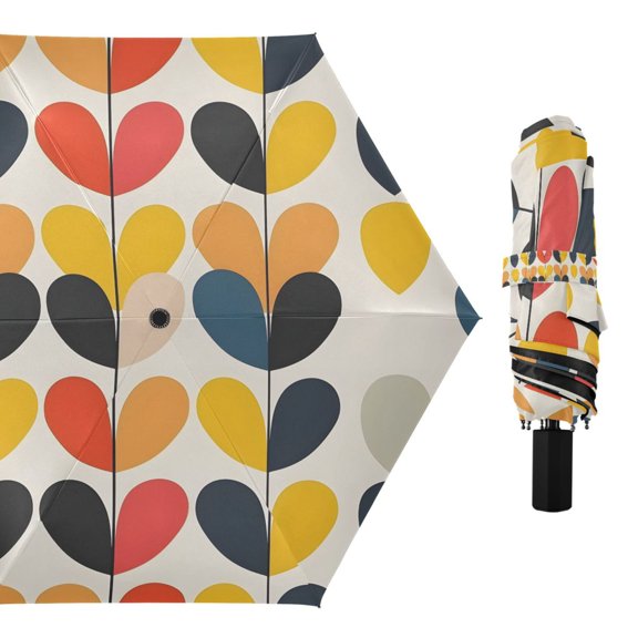 Abstract Heart Shapes Compact Sun Umbrella Windproof Travel Umbrellas for Rain Strong Portable UV Protection