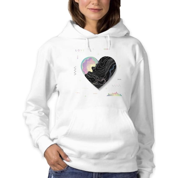 Abstract Heart W Paint Hoodie Women -Image by Shutterstock, Female Large