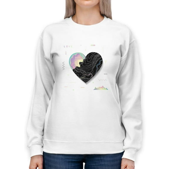 Abstract Heart W Paint Sweatshirt Women -Image by Shutterstock, Female 3X-Large