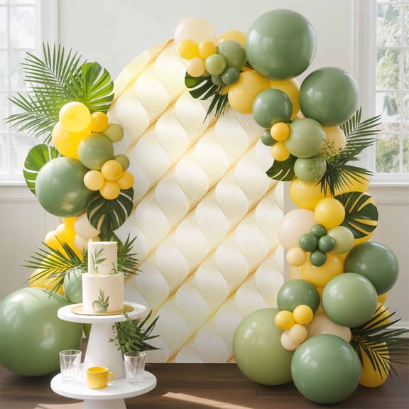 Abstract Helix Geometric Stripe Arch Backdrop Cover Stretchy Spandex Arch Cover 6ft, Minimalist Retro Yellow Ombre Round Top Chiara Stand Covers for Wedding Birthday Party Ceremony Banquet