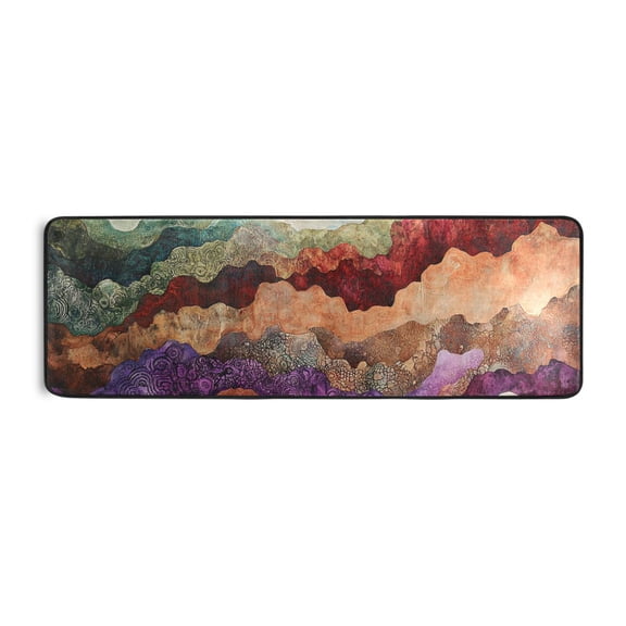 Abstract Hill Ink Painting Runner Rug for Hallways Kitchen Non Slip 2'x 6' Washable Hall Carpet for Bedroom Entryway Laundry Room