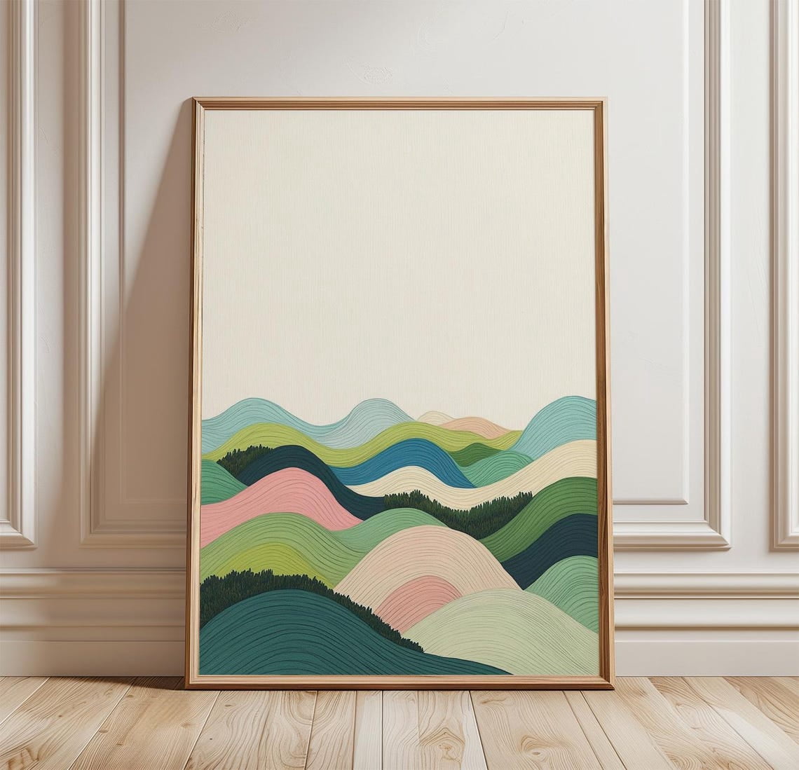 Abstract Hills Poster, Colourful Landscape, Modern Nature, Modern ...