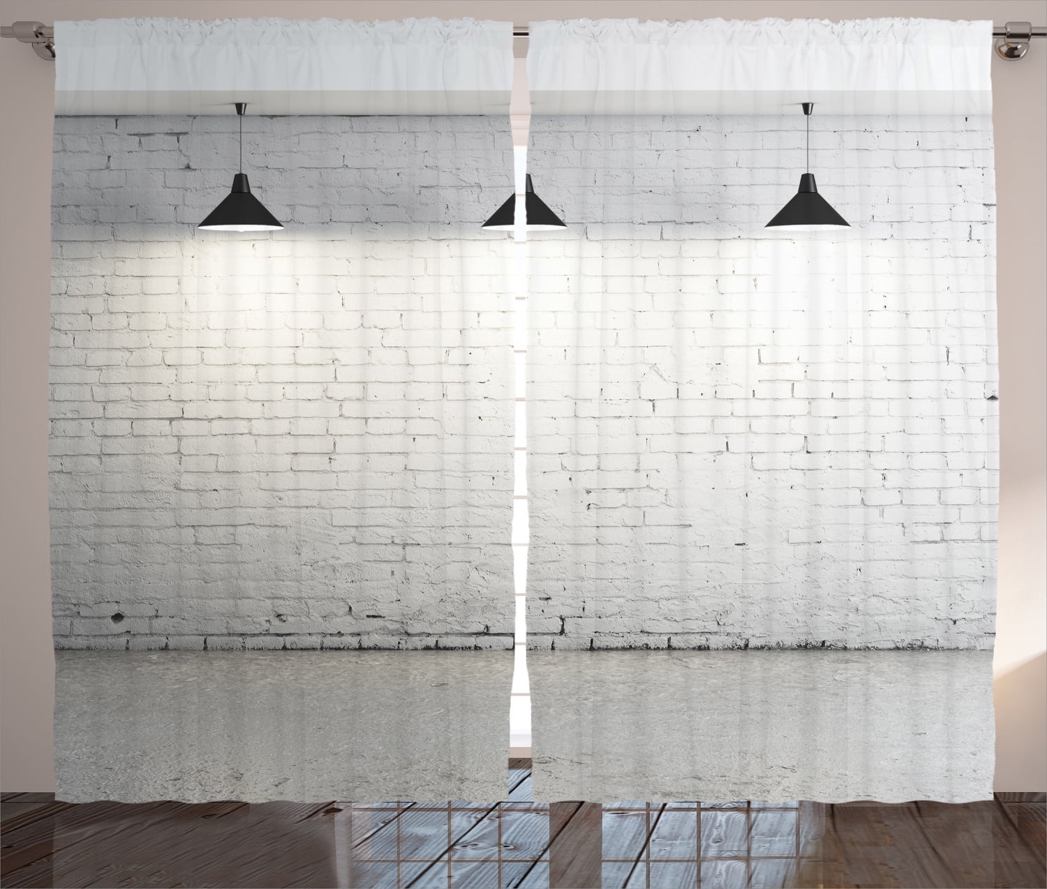 Modern Minimalist Black and White Satin Curtain Panels, 108" x 90"