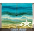 thumbnail image 1 of Ambesonne Abstract Curtains 2 Panel Set, Modern Waves Starfish, 108" x 84", Blue Beige, 1 of 3