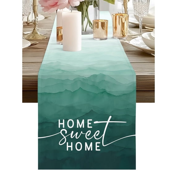 Abstract Home Text Table Runners 120 Inches Long Modern Ombre Green ...