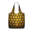 thumbnail image 1 of Abstract Honey Comb Geometric Foldable Reusable Shopping Bag Large Capacity Tote Handbag Storage Pouch for Travel Work, 1 of 6