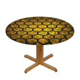 thumbnail image 1 of Abstract Honey Comb Geometric Round Fitted Tablecloth Elastic Edged Table Cloth Waterproof Table Cover 54in, 1 of 7