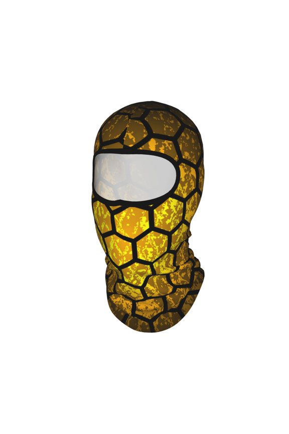 Abstract Honey Comb Geometric Unisex Balaclava Ski Mask Full Face Cover for Cold Weather & UV Protection, Breathable Cooling Helmet Liner