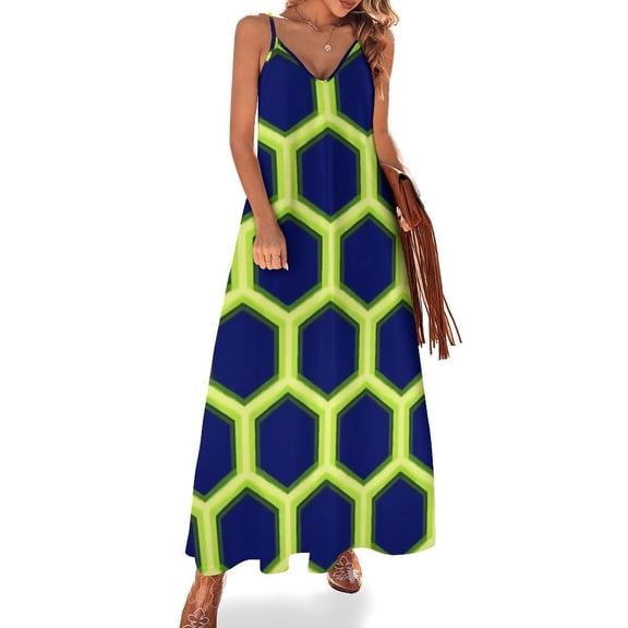 Abstract Honeycomb Geometric Pattern Design Sleeveless Dress Loose Women's Dress Dresses Luxury Evening Dresses