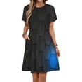 thumbnail image 1 of Abstract Honeycomb Short Sleeve Dress Women Summer Evening Dresses Ladies Sundress, 1 of 7