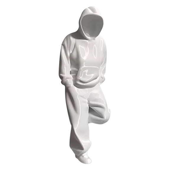 Abstract Hooded Man Figurine Faceless Statue Modern Desktop Decor For Home Office Black White Art Sculpture