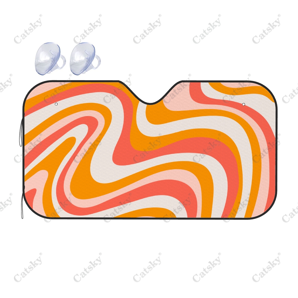 Abstract Horizontal With Colorful Waves Car Windshield Cover Sun Shade