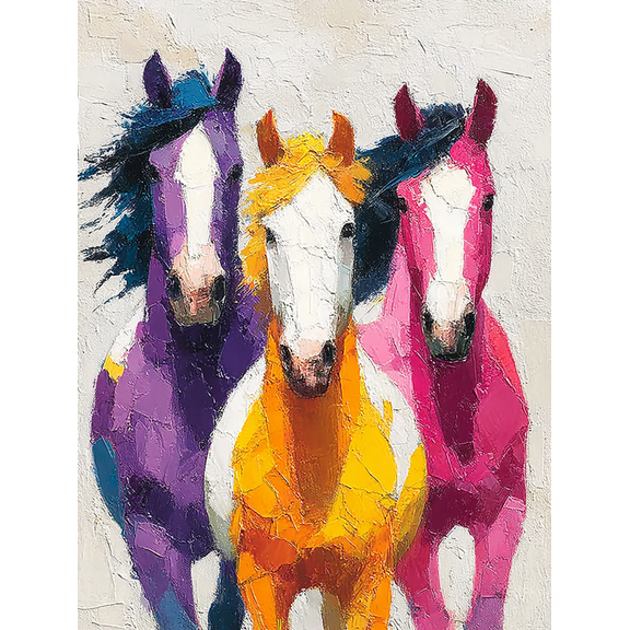 Abstract Horse Canvas Painting, Equine Artwork, Ready to Hang Modern Home Wall Decor